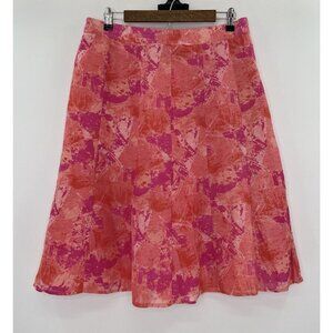 Vintage Due Per Due Womens Linen & Silk A-Line Skirt Boho Watercolor Sz 10 Lined